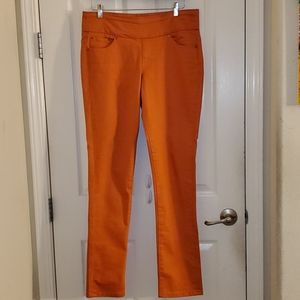 Orange high-rise slimleg jeans